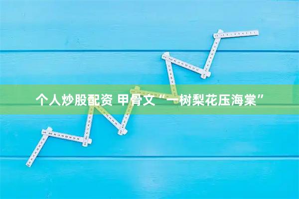 个人炒股配资 甲骨文“一树梨花压海棠”